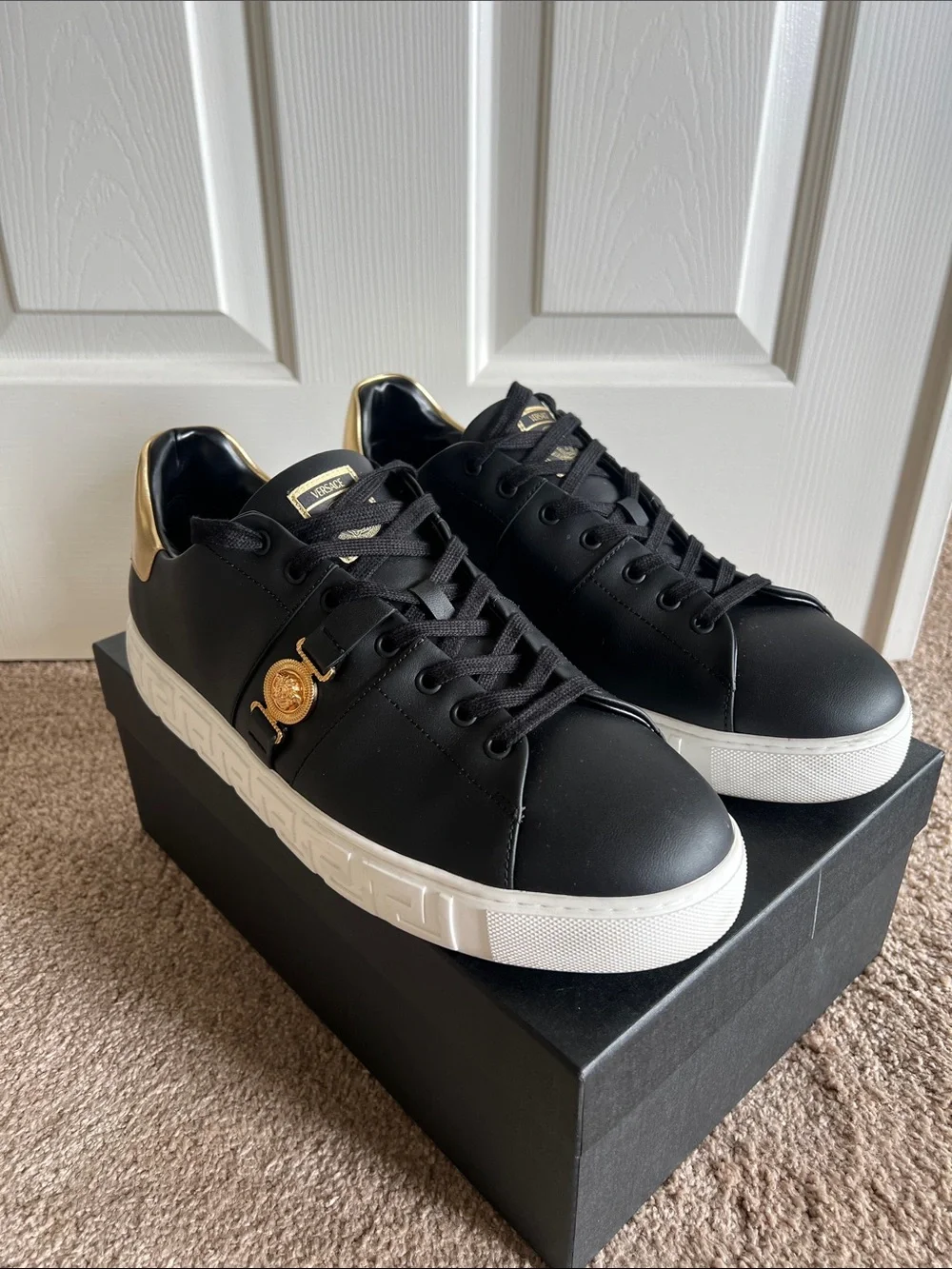 Greca Leather Sneakers
